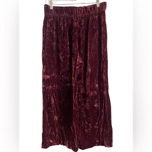 Madewell Velvet Huston Pull-On Crop Pants Pinot Noir Red | Women Medium - Picture 4 of 6
